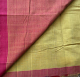 Olives and grapes handwoven missing checks Mangalgiri saree with blouse