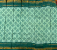 Himaja hand printed Sungudi saree with Kolam