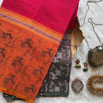 Krishodari Kanchi cotton muppangu / mubbagam saree Pichwai printed