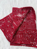 Red hand embroidered Kantha blouse fabric