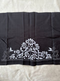 Black hand embroidered Kantha blouse fabric 0.8m - The Maggam Collective