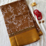 Ankitha Venkatagiri saree with kadhi border and block prints