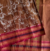 Kamini Chettinad cotton saree Pichwai printed