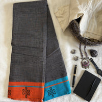 Chetana handwoven Patteda Anchu saree baby kolam print with blouse