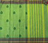 Nidhi Chettinad cotton saree with Monstera leaf prints - The Maggam Collective