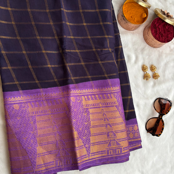 Pragya Gopuram border zari Kattam Sungudi saree with blouse
