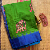 Indreyi Handwoven Gadwal cotton-silk with kotakomma border and Kalamkari appliqué - The Maggam Collective