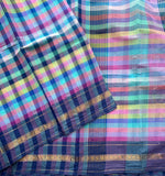 Neelima multicolour checks Mangalgiri saree with blouse