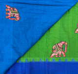 Indreyi Handwoven Gadwal cotton-silk with kotakomma border and Kalamkari appliqué - The Maggam Collective