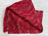 Red hand embroidered Kantha blouse fabric