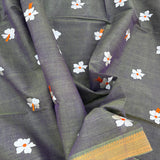 Mathangi parijata embroidered cotton Mangalgiri handloom saree with blouse - The Maggam Collective