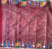 Noyonika - Jamdani half- half cotton saree with hand painting
