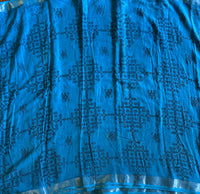 Niloufer Kolam block prints linen saree on sale due to shop dust
