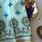 Malavikagnimitra Bapu Bommalu and muggulu on pure Uppada silk saree - The Maggam Collective