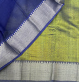 Green day handwoven Mangalgiri silk sari with blouse - The Maggam Collective