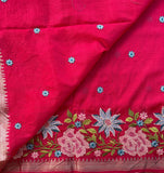 Arundhati floral cross stitch embroidery on handwoven silk Mangalgiri