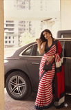 All the light we cannot see handwoven double Ikat mercerised cotton saree with blouse - The Maggam Collective