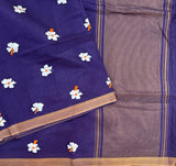 Where we begin parijat embroidery on handwoven cotton Mangalgiri with Nizam border - The Maggam Collective