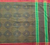 Kalavari Kodalu -Handwoven Guntur saree with kolam block print