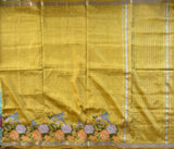 Hiranya intricate cross stitch roses on handwoven silk Mangalgiri