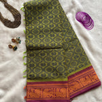 Easwari Kanchi cotton saree annapakshi Rudraksha motifs