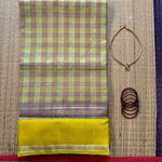 Checkmated silk cotton Paturi handwoven saree