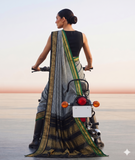 Athena - Handwoven Gadwal cotton with silk kuttu border - The Maggam Collective
