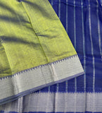Green day handwoven Mangalgiri silk sari with blouse - The Maggam Collective