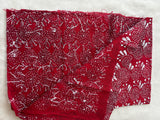 Red hand embroidered Kantha blouse fabric
