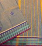 Bloom and bough Chettinad cotton saree with kolam print - The Maggam Collective