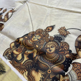 Anantha - Mural motifs golden Kasavu cotton saree