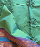 Gayathri Kolam block prints Chettinad cotton saree