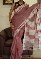Jagaddhatri handwoven Patteda Anchu saree baby kolam print with blouse