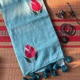 Mint cooler mul cotton handpainted saree