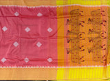Peaches! Pichwai print and kolam embroidery on Mangalgiri silk - The Maggam Collective