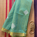 Home beyond the seven seas embroidered Kolams on handwoven Mangalgiri