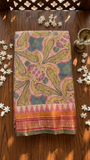 Meenakshi Handwoven printed Gadwal cotton with silk kuttu border