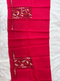 Red hand embroidered Kantha blouse fabric 0.8m - The Maggam Collective