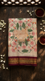 Ami Handwoven Pichwai printed Gadwal cotton with silk kuttu border