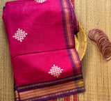 Charuroopa Handwoven Venkatagiri saree with embroidered kolams