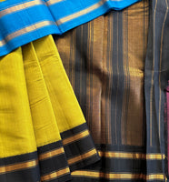 Ahalya Handwoven Gadwal cotton with silk kuttu Ganga Jamuna border