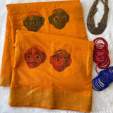 Cheriyal dolls on handwoven Mangalgiri cotton saree - The Maggam Collective