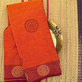 Ghanchakkar Chettinad cotton saree with mandala block prints - The Maggam Collective