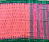 Coral Queen mercerised Puttapaka Ikat cotton saree