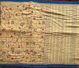 SeethaKalyana Ponduru handspun and handwoven cotton saree with Kalamkari print - The Maggam Collective