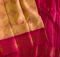 Chandana Sungudi saree with hand block printed kolams
