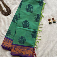 Senthamarai Kanchi cotton saree Yazhi motifs