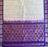Gangaputri white and violet cotton Gadwal - The Maggam Collective
