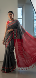 Checkmate handwoven double Ikat mercerised cotton with blouse