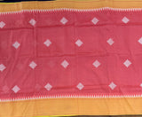 Peaches! Pichwai print and kolam embroidery on Mangalgiri silk - The Maggam Collective